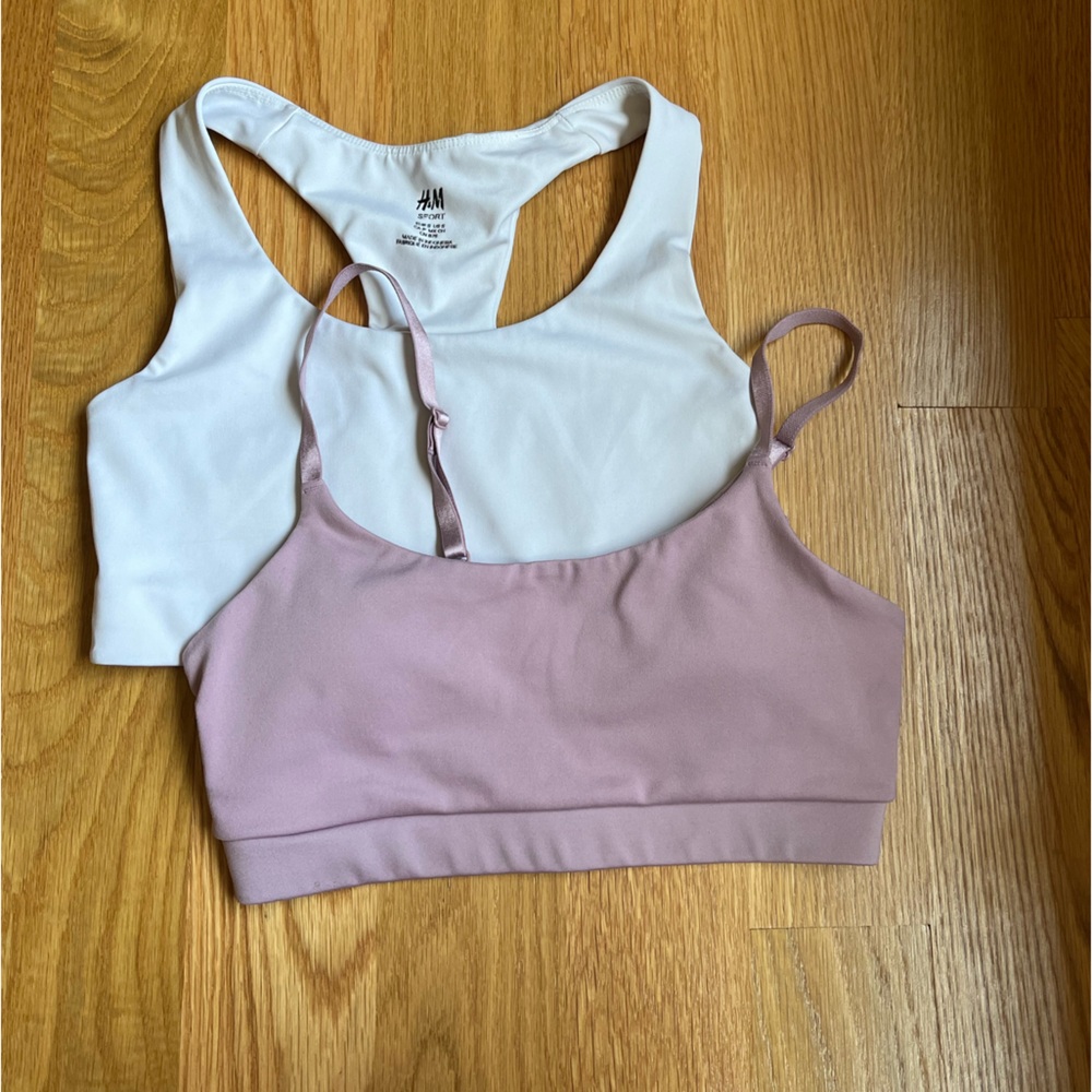 2x H&M Sport Sports Bras Pink & White